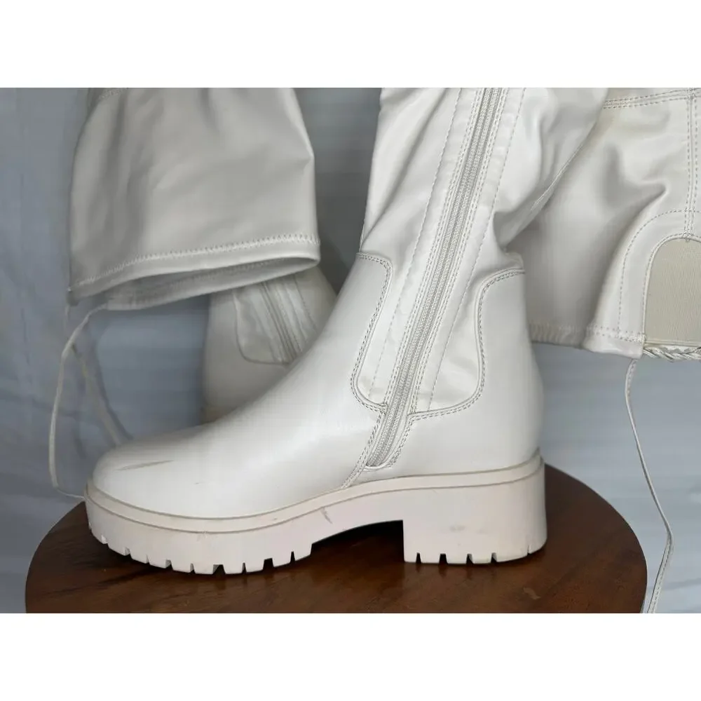 Top Guy Ravi-1 Ivory OTK Platform Lug Boots Women’s Size 8 Medium Calf